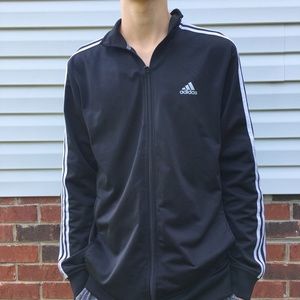 Adidas Black Zip Up 3 Striped Track Jackets